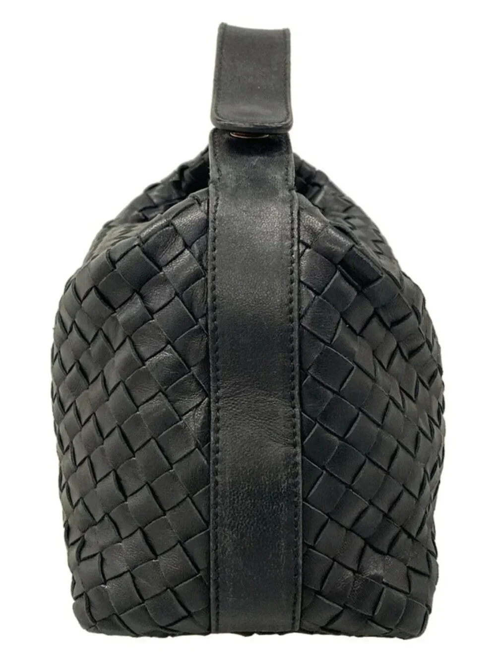 BOTTEGA VENETA Intrecciato  Black Leather Handbag